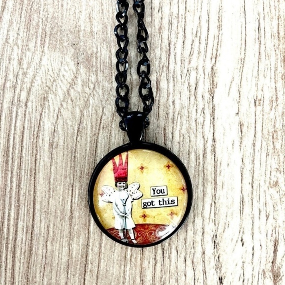 You Got This Inspirational Fairy Black Unisex Necklace, Retro, NWT